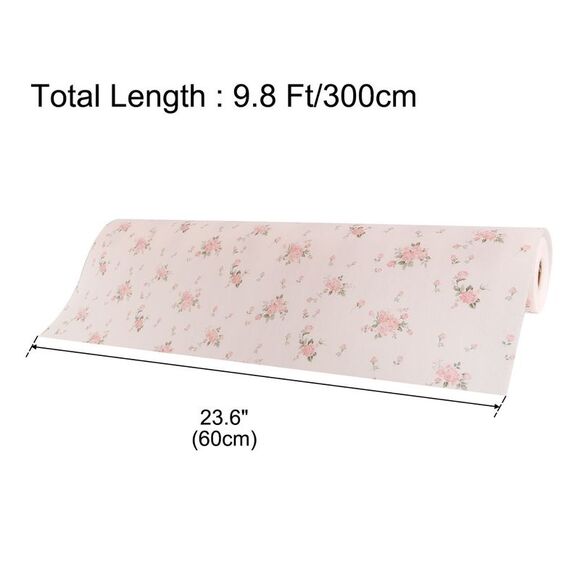 Non Adhesive Table Cabinet Shelf Paper Mat, 23.6 Inch x 9.8 Ft, Rose Pattern - Picture 5 of 6